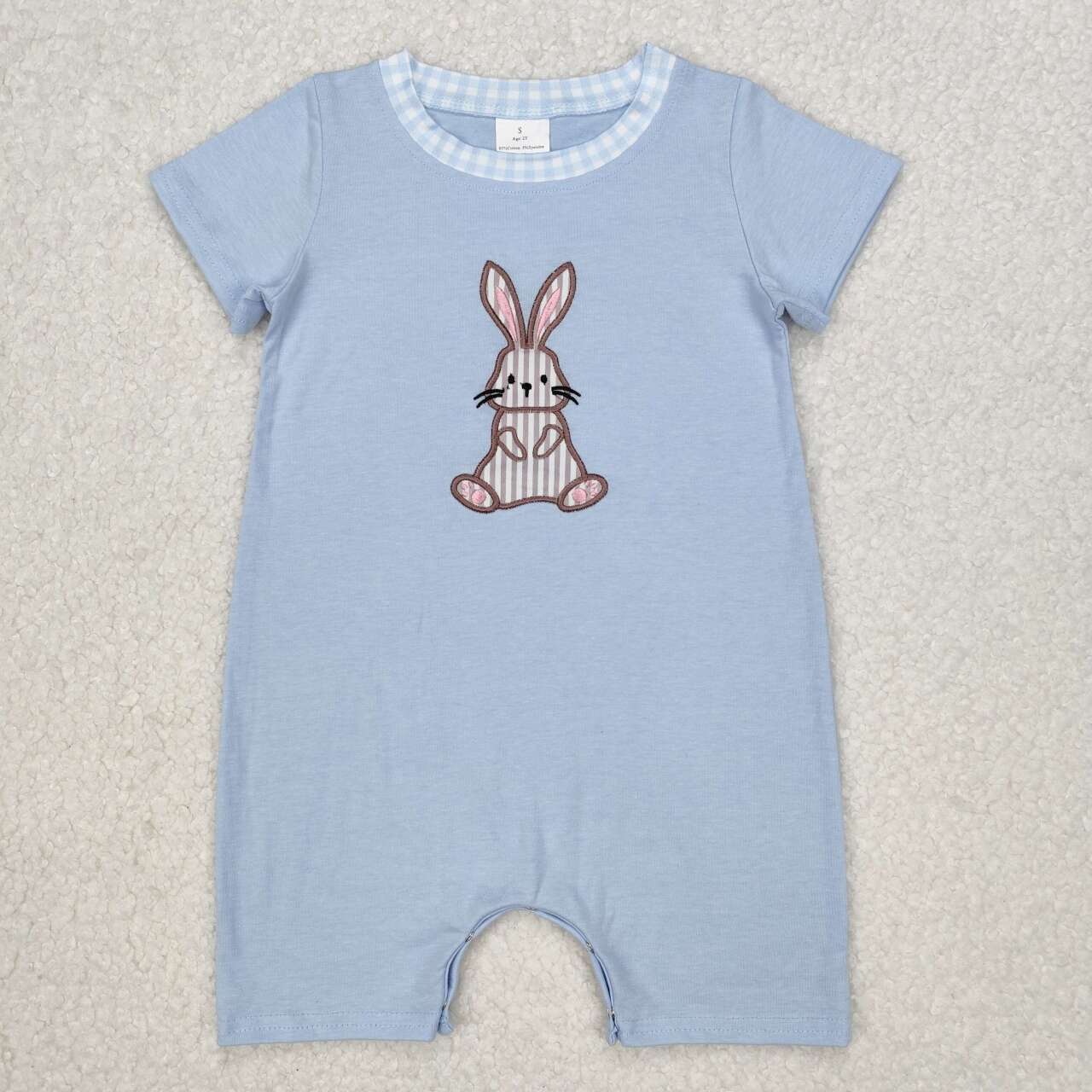 Toddle baby boy embroidery Easter bunny pink romper