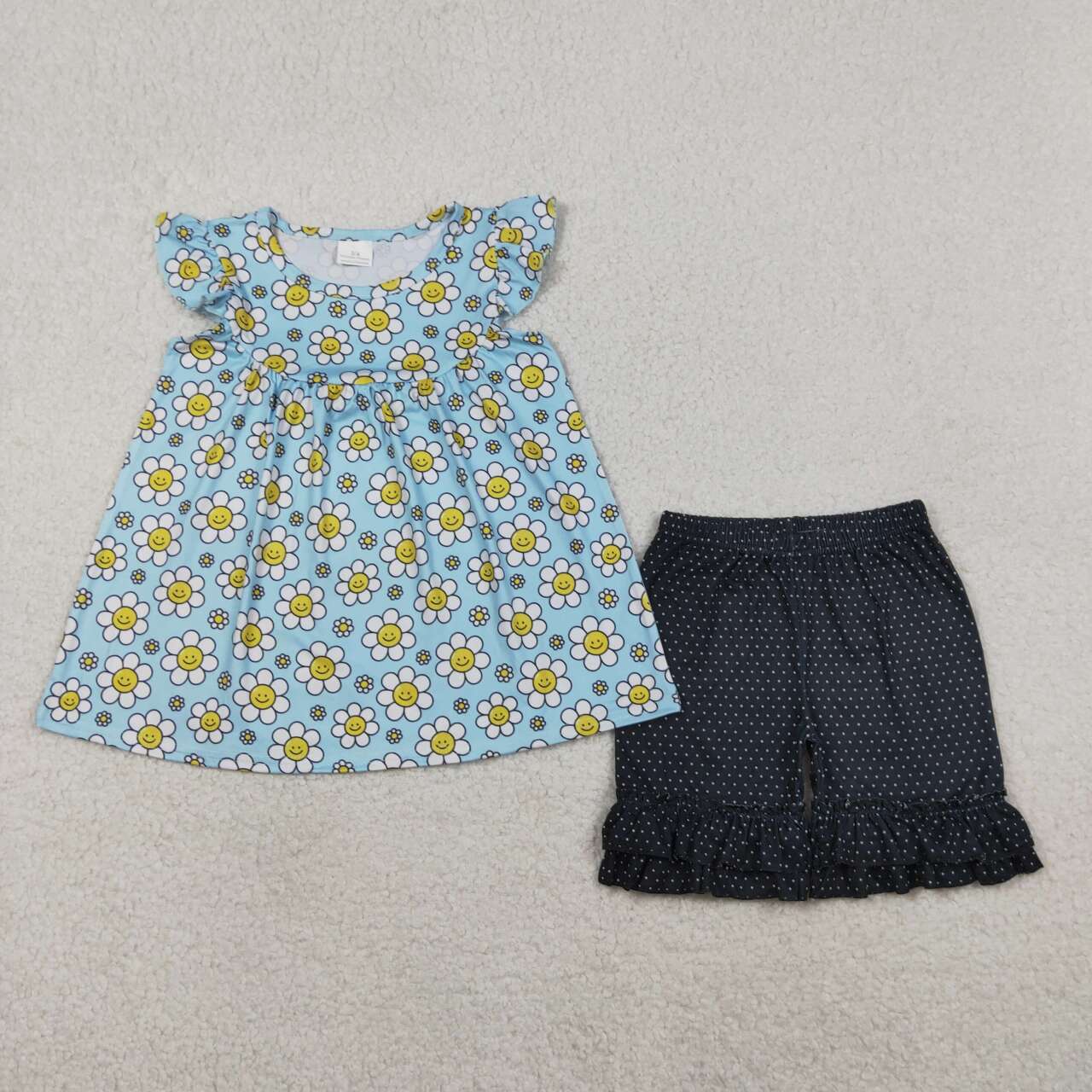 Flowers shirt matching shorts girls summer outfit