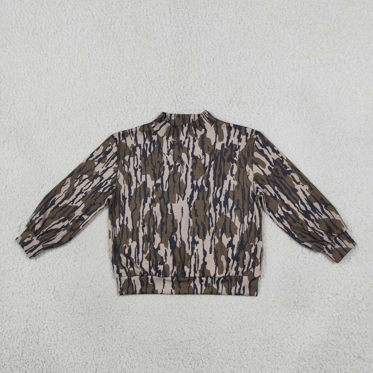 Camo print kids girls long sleeve mock neck yoga top