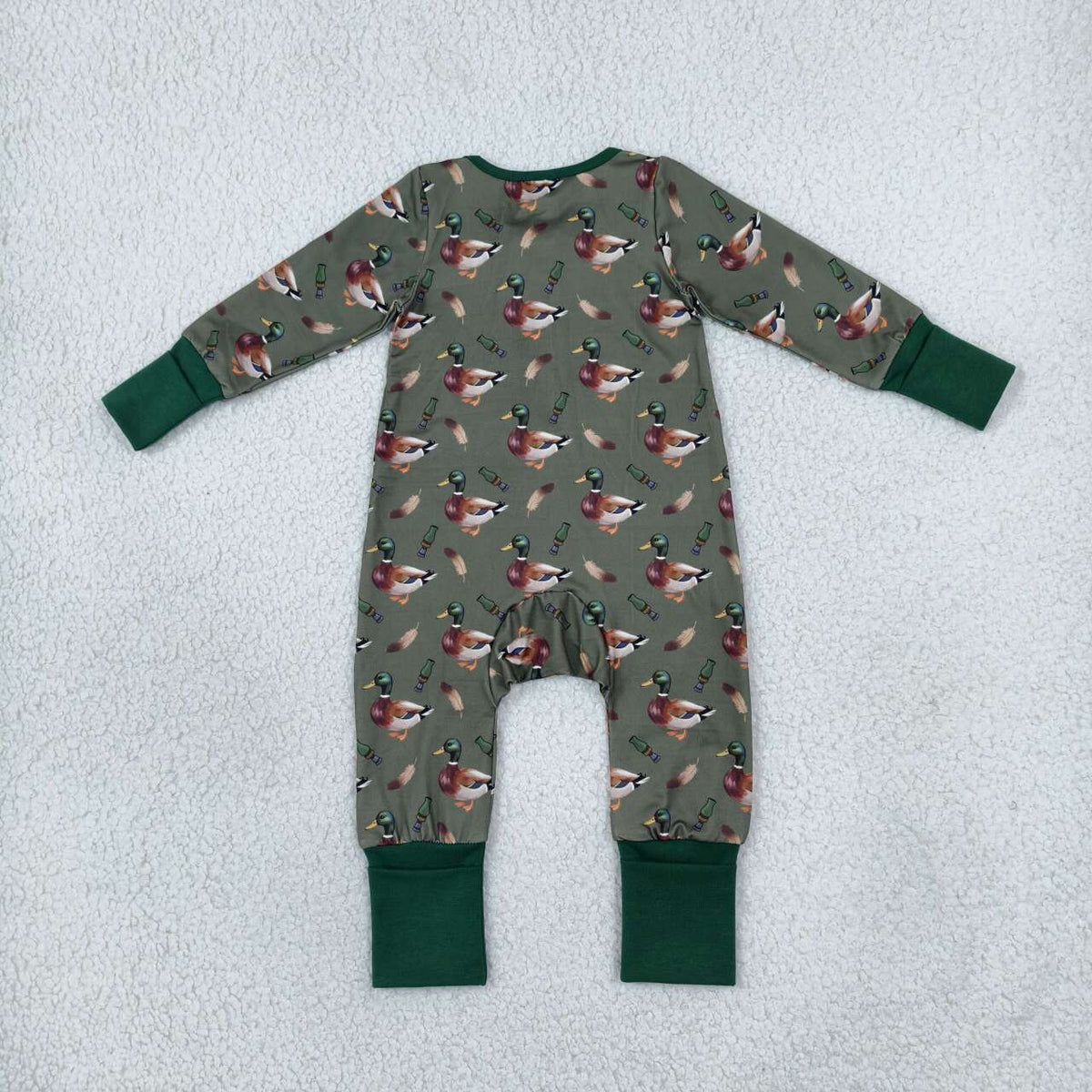 Toddle baby long sleeve mallard duck zip romper