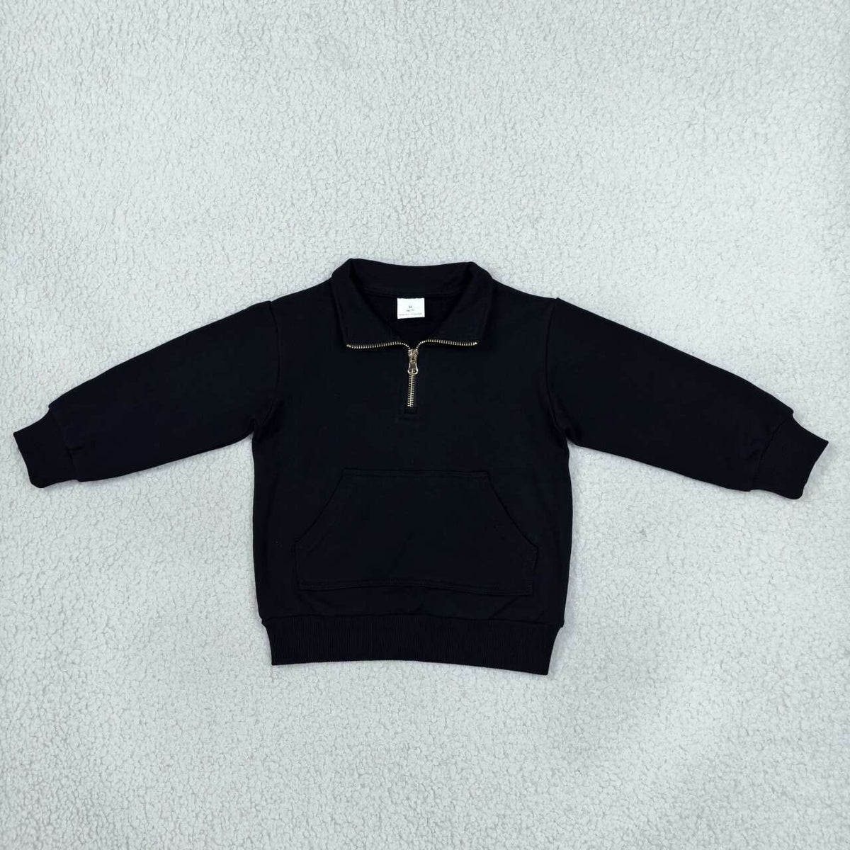 Black color kids girls long sleeve zip sweatshirt top