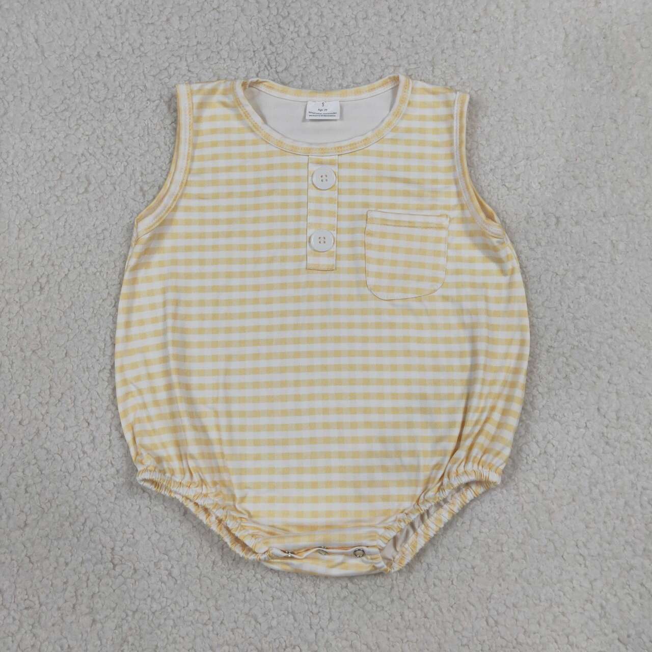 Yellow plaid toddle boy summer romper