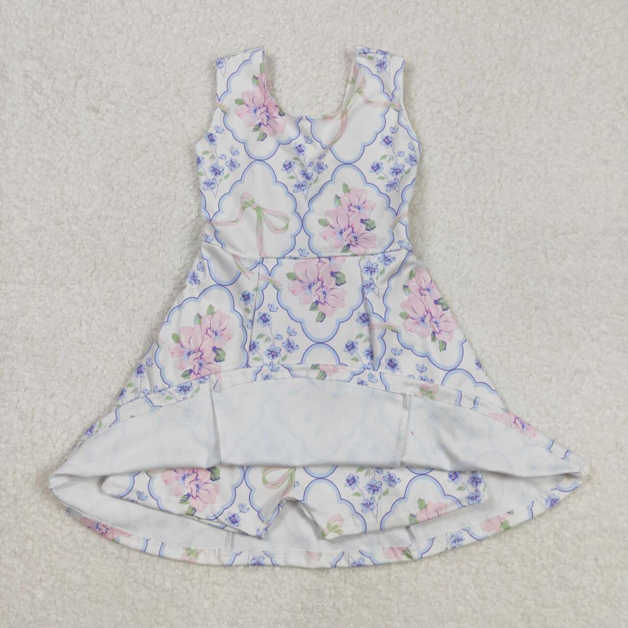 Toddle baby girls blue pink floral print summer active wear yoga dress