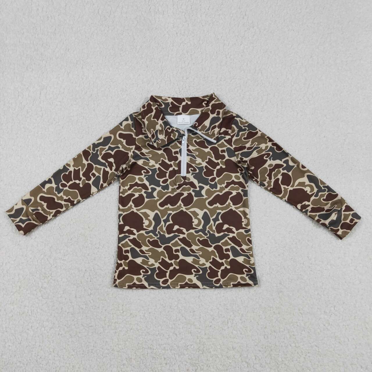Brown camouflage boy long sleeve pullover top
