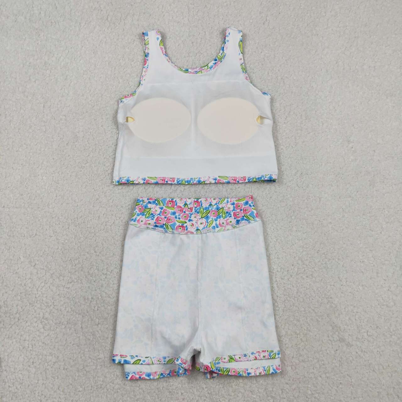 Baby girls blue floral active wear athletic summer yoga skirt outfit