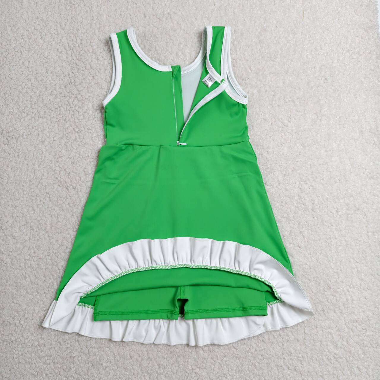 Green white color girls summer yoga dress