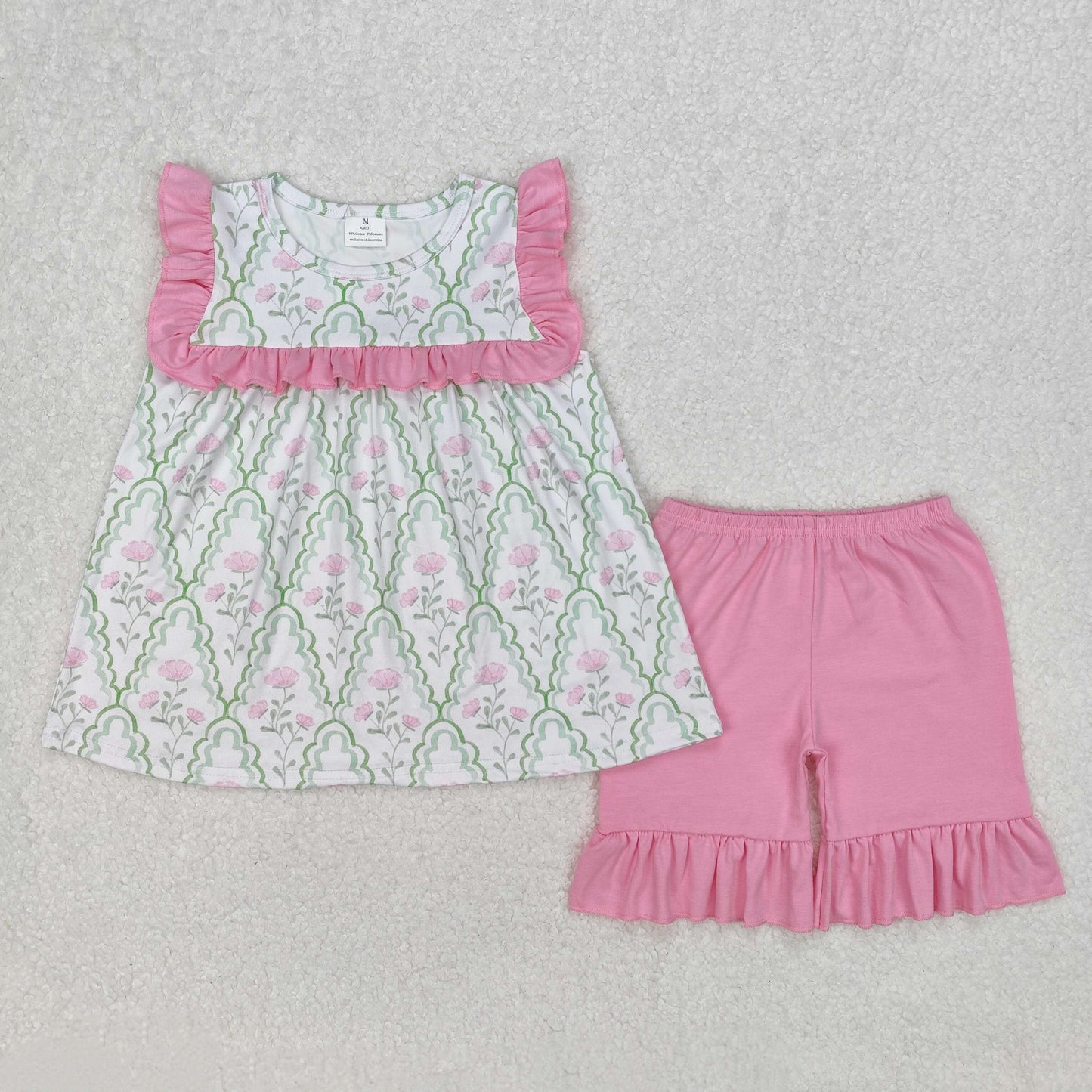 Toddle girls pink flower design summer outfit