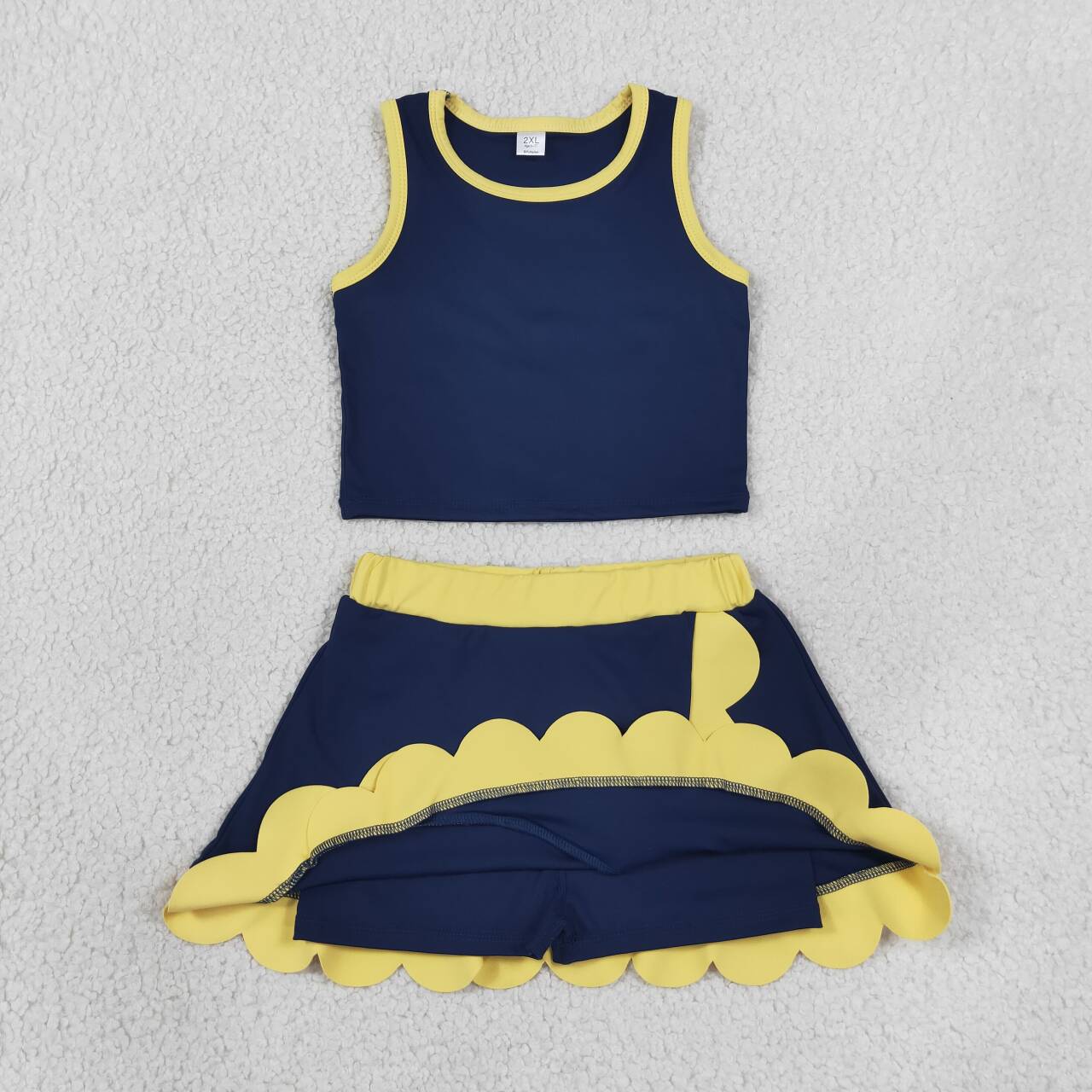 Navy yoga tank top matching skorts girls summer outfit