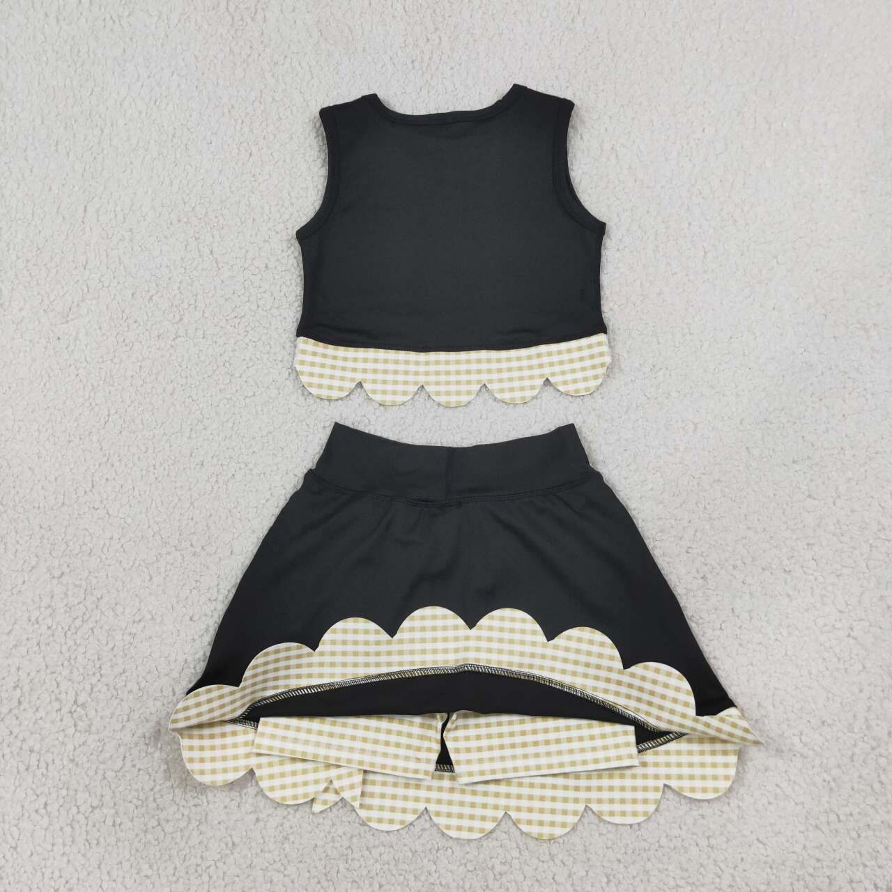 Black top matching skorts girls summer yoga outfit