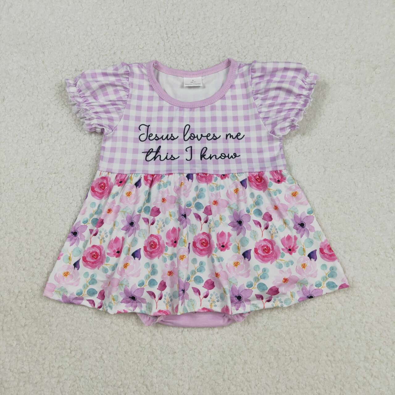 Jesus loves me print baby girl romper
