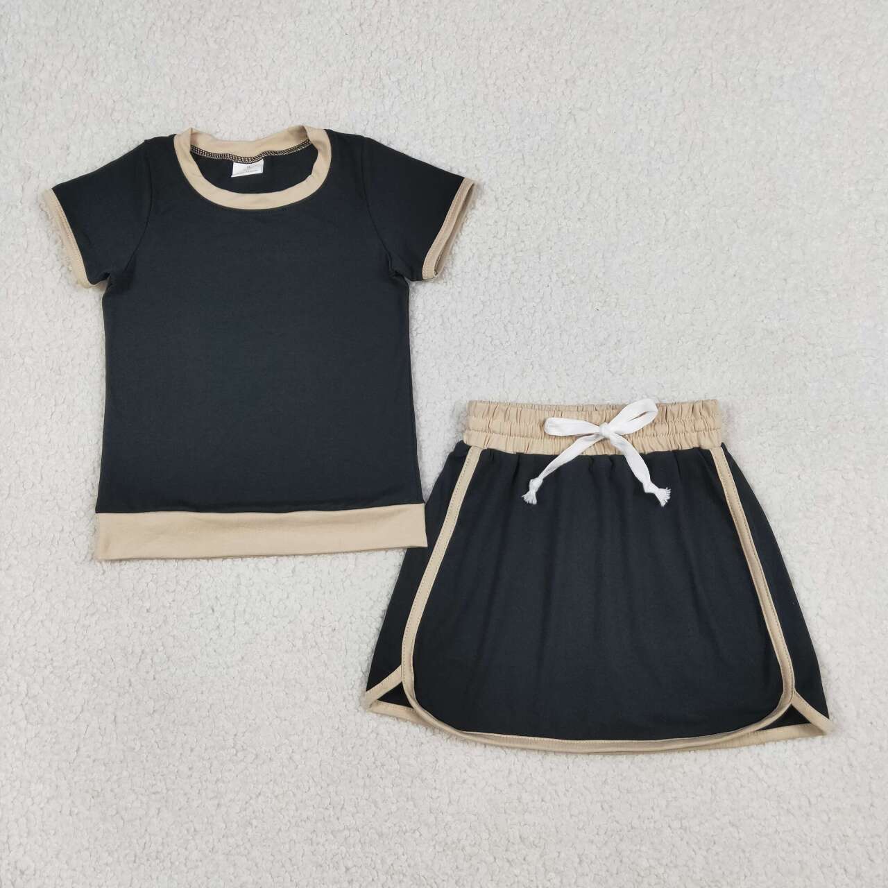 Black top matching shorts girls summer skorts outfit