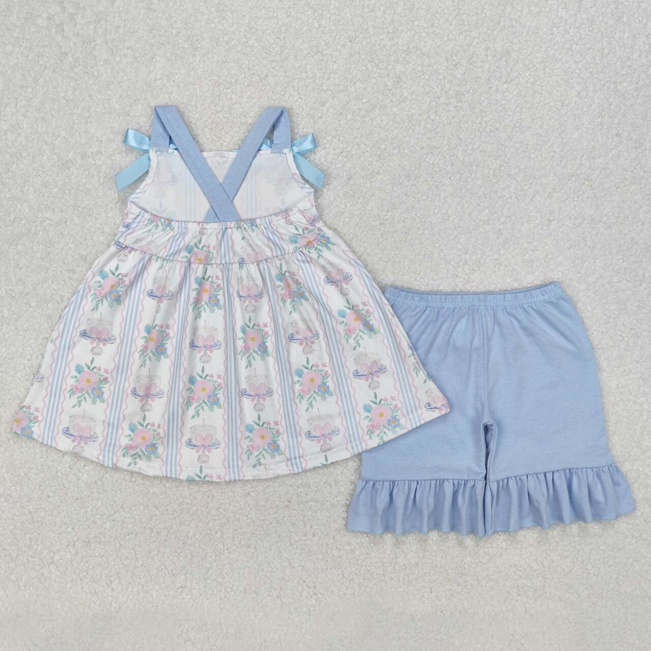 Toddle baby girl pink floral cake print summer outfit
