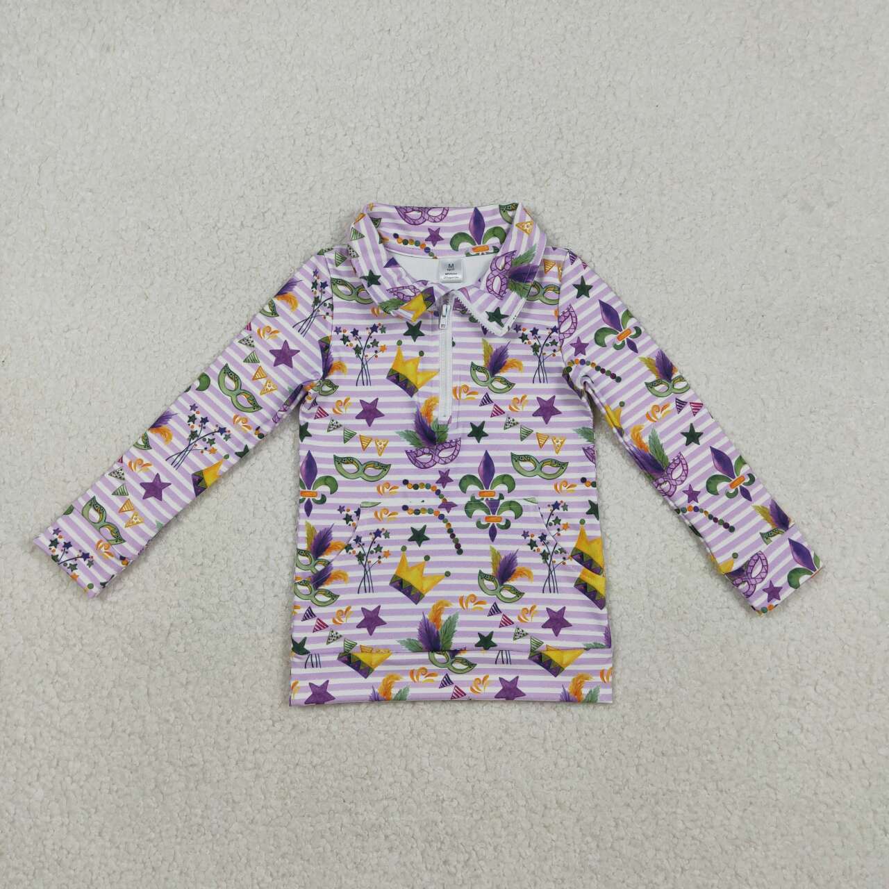 Girls mardi gras design yoga pullover