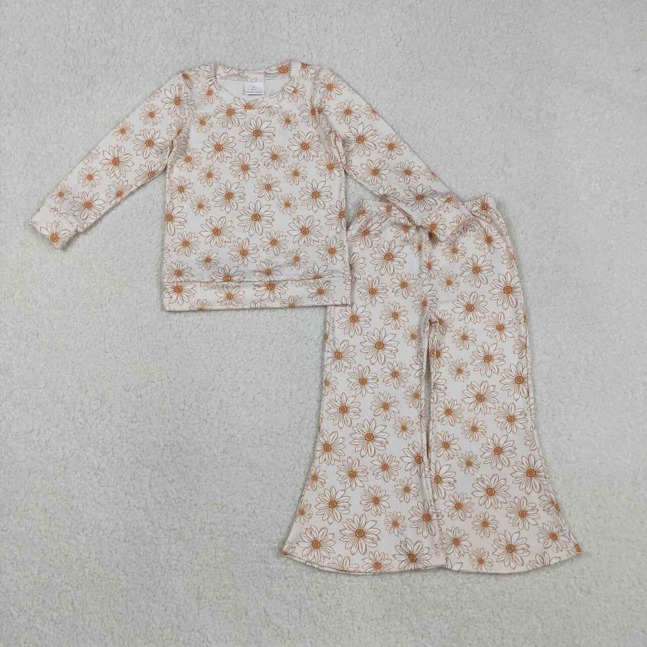 Sunflowers design kids spring fall long sleeve outfit