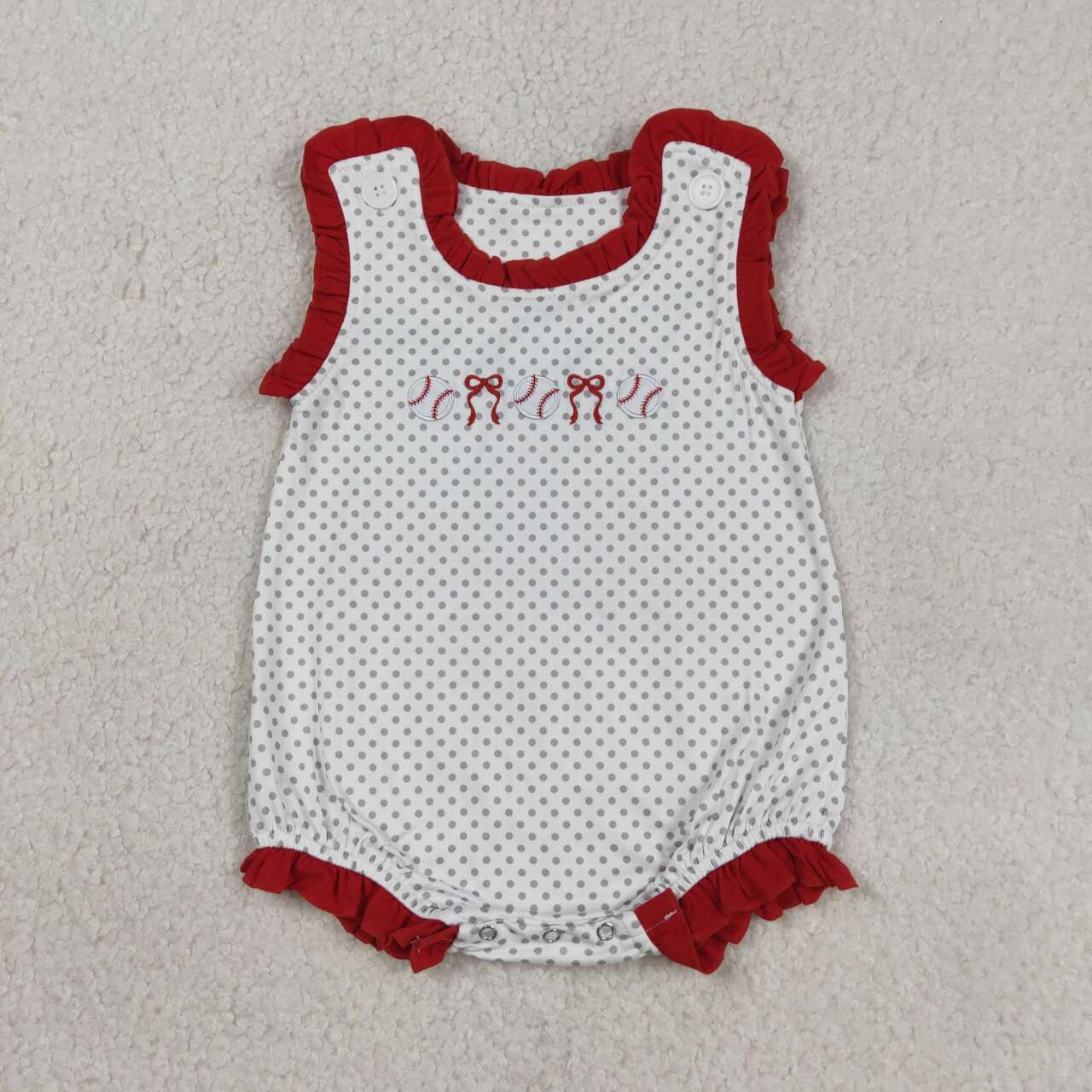 Baseball embroidery design toddle baby girl summer romper