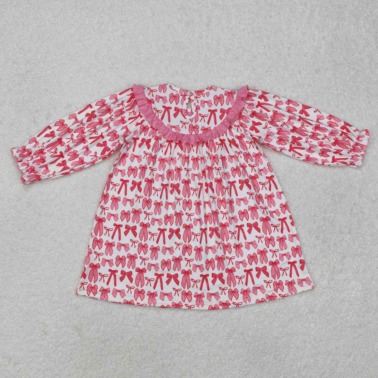 Mamas bestie pink bow girls long sleeve dress