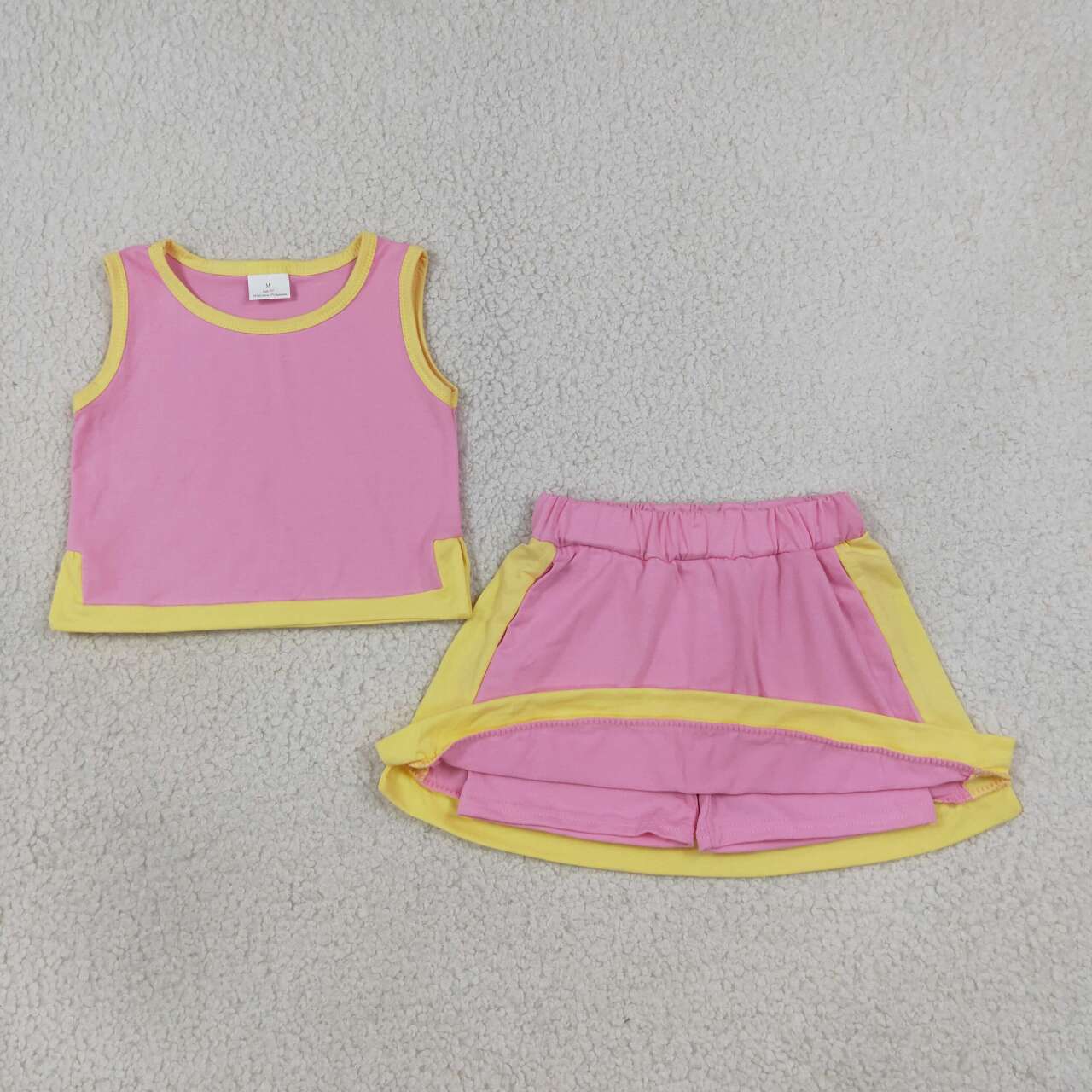 Pink top matching skorts girls summer outfit