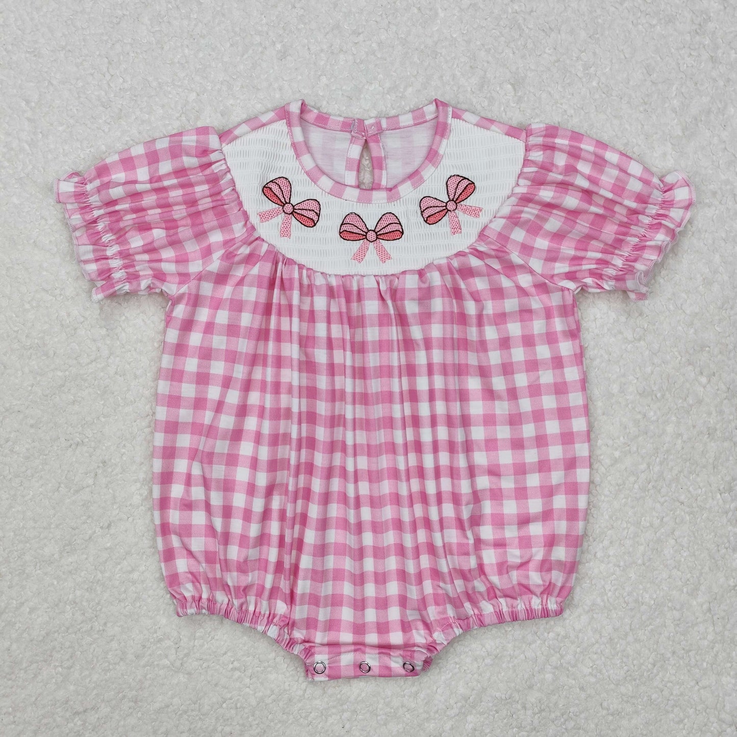 Toddle girls pink bow smocked romper