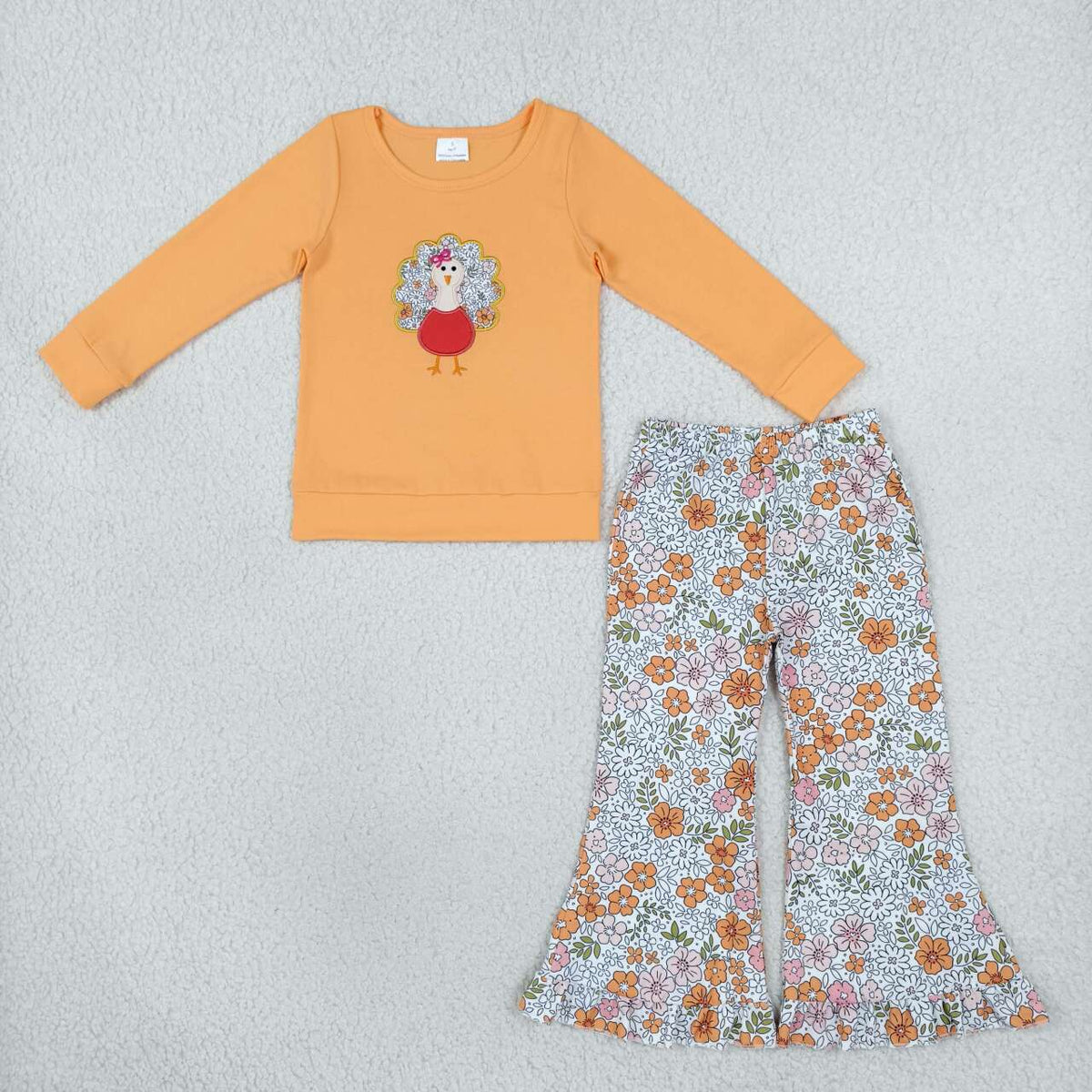 thanksgiving turkey embroidery top matching pants girls wholesale factory price outfit