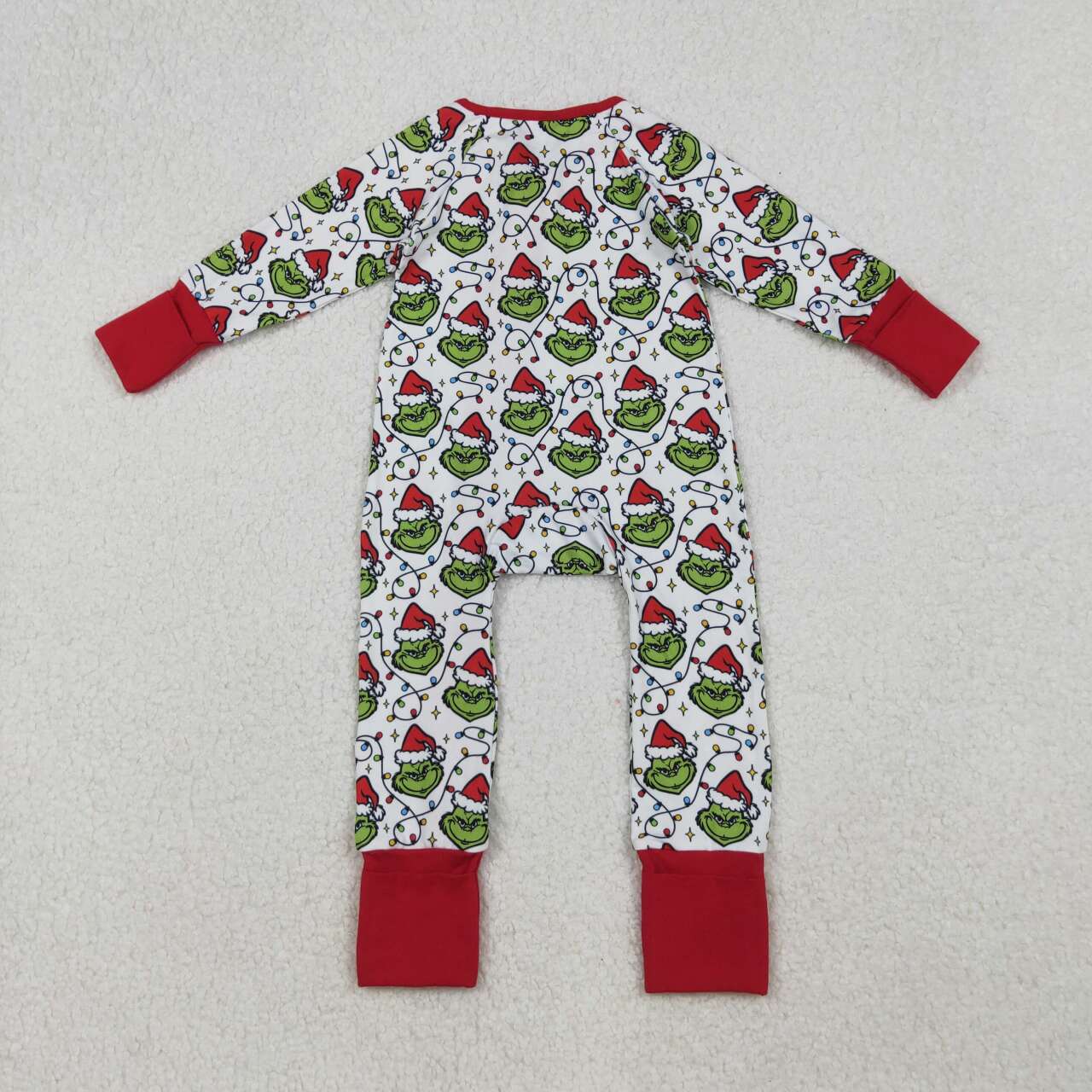 Christmas green face toddle girls zip romper