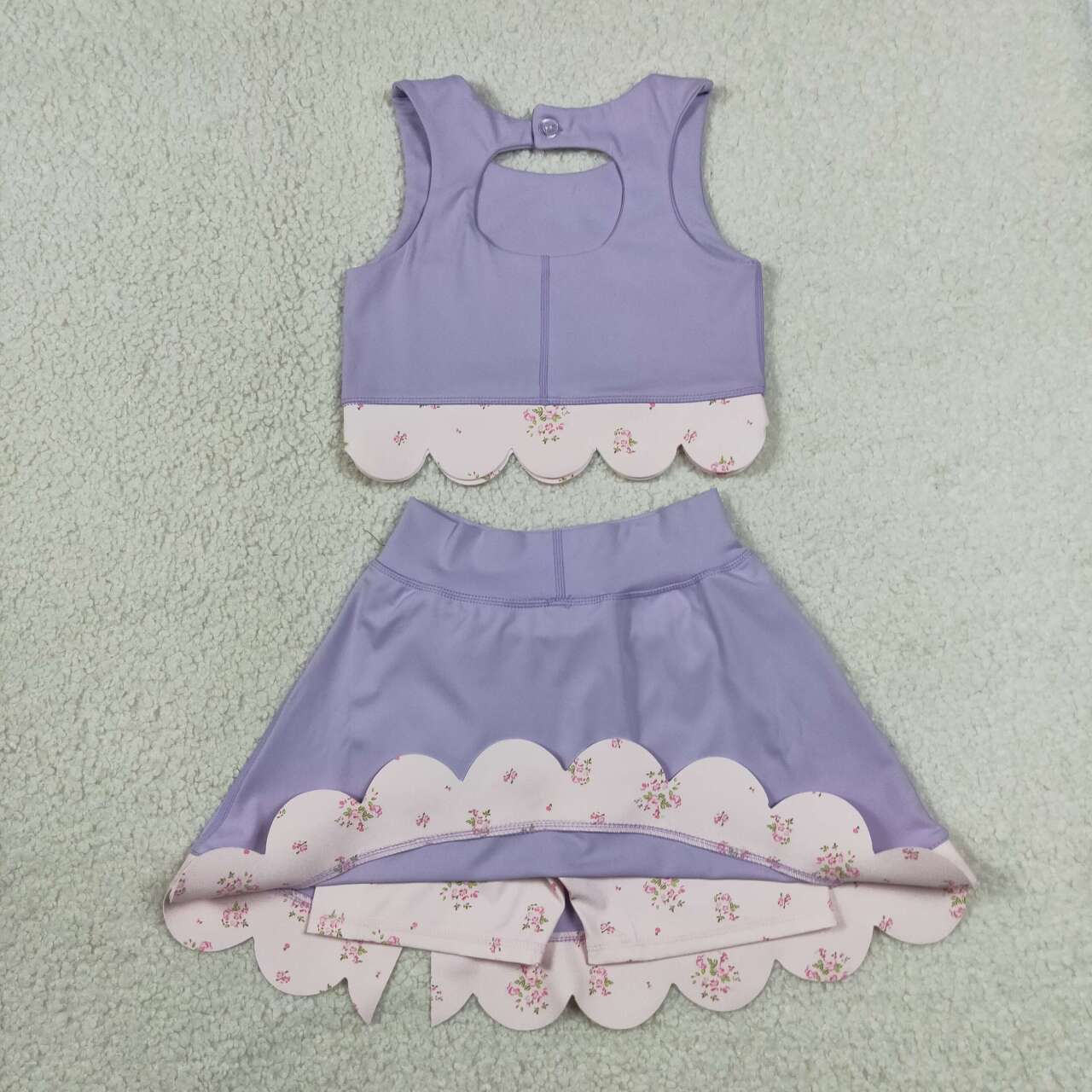 Lavender tank top matching skirt girls summer active wear yoga outfit preorder