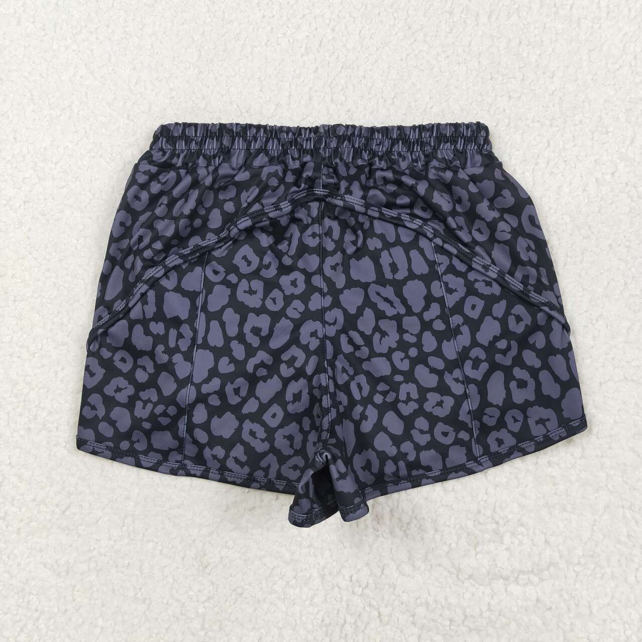 Adult women black leopard summer yoga shorts