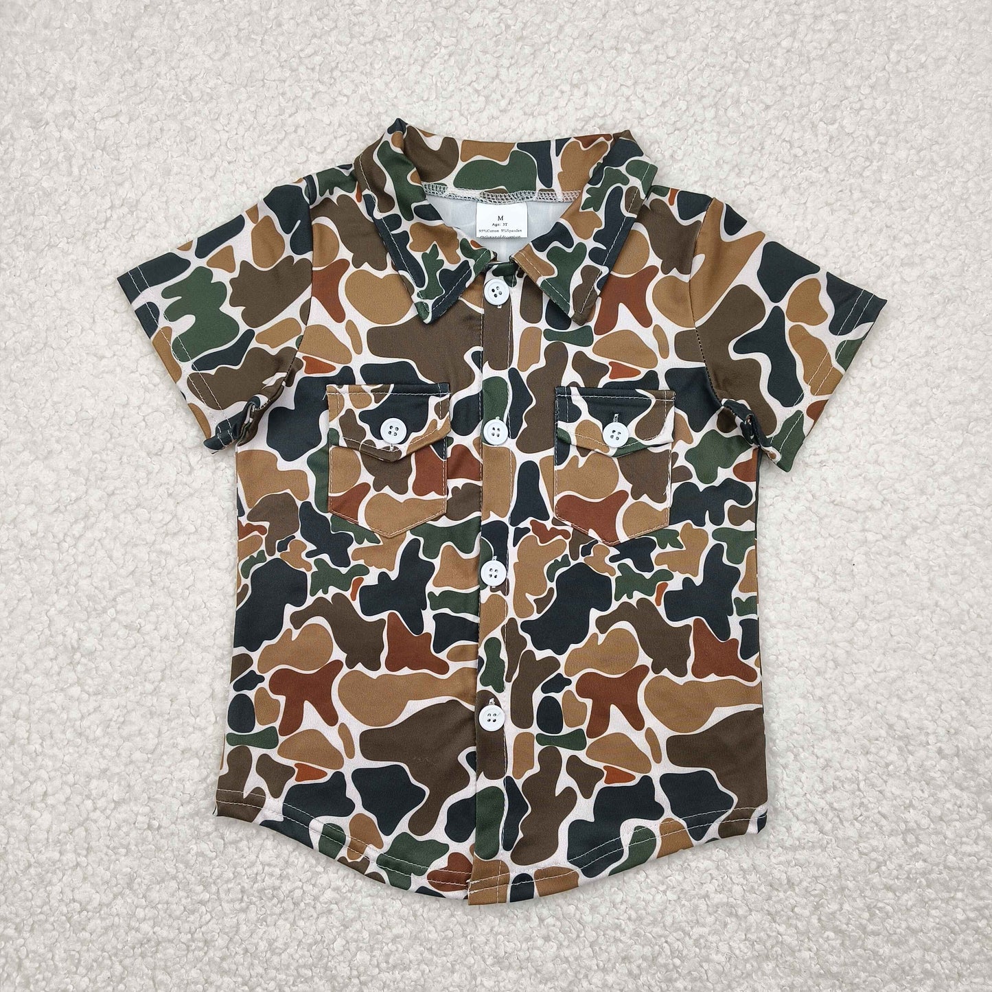 Toddle baby boy brown camo pocket t-shirt top