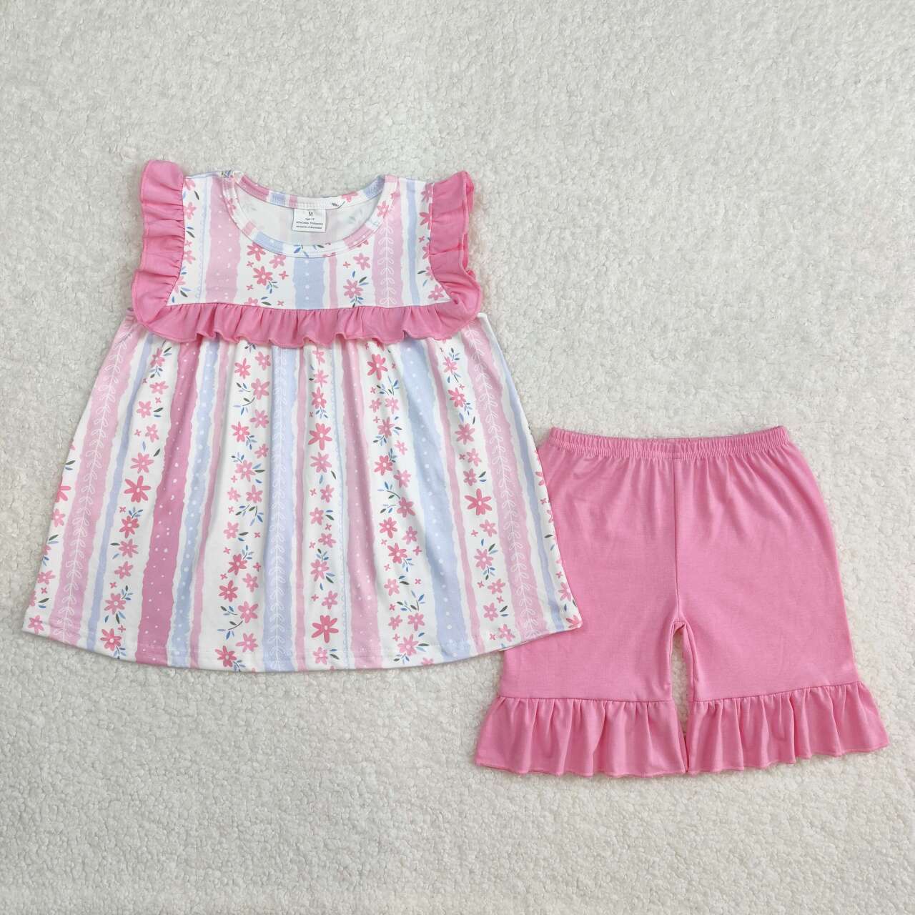 Baby girls pink flower summer outfit