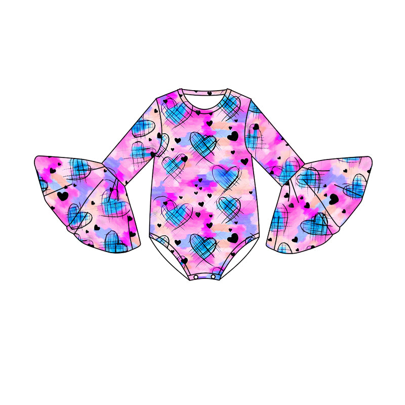 toddle girls long sleeve valentines day heart romper preorder
