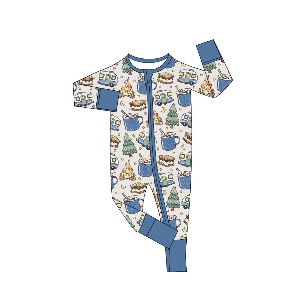 toddle baby boy christmas fall winter camping zip romper preorder