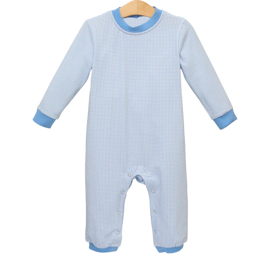 infant baby boy blue plaid romper preorder