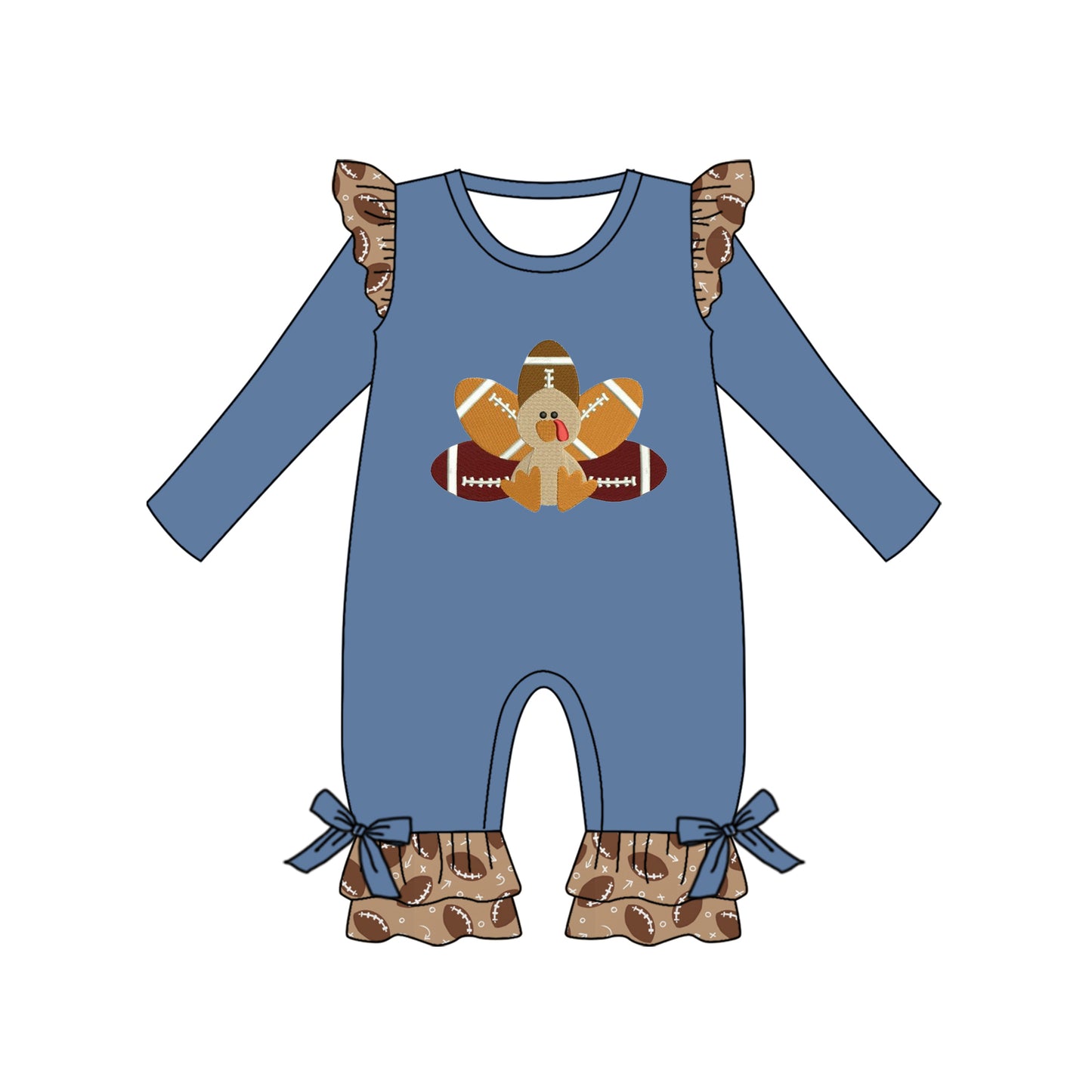 toddle girls thanksgiving turkey football romper preorder