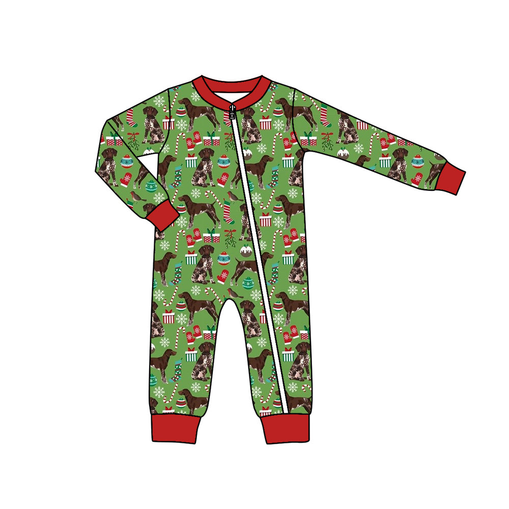 toddle baby boy christmas dog zip romper preorder