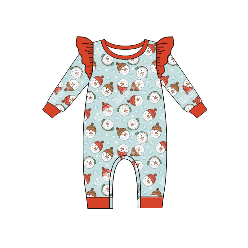 wholesale baby girl christmas snowman fall winter romper preorder