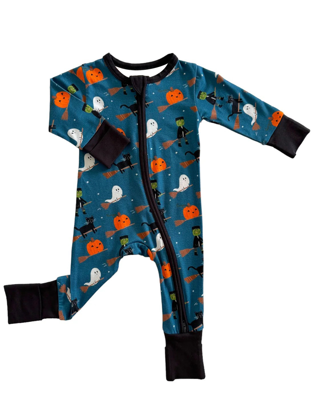 toddle boy Halloween pumpkin ghost cat zip romper preorder