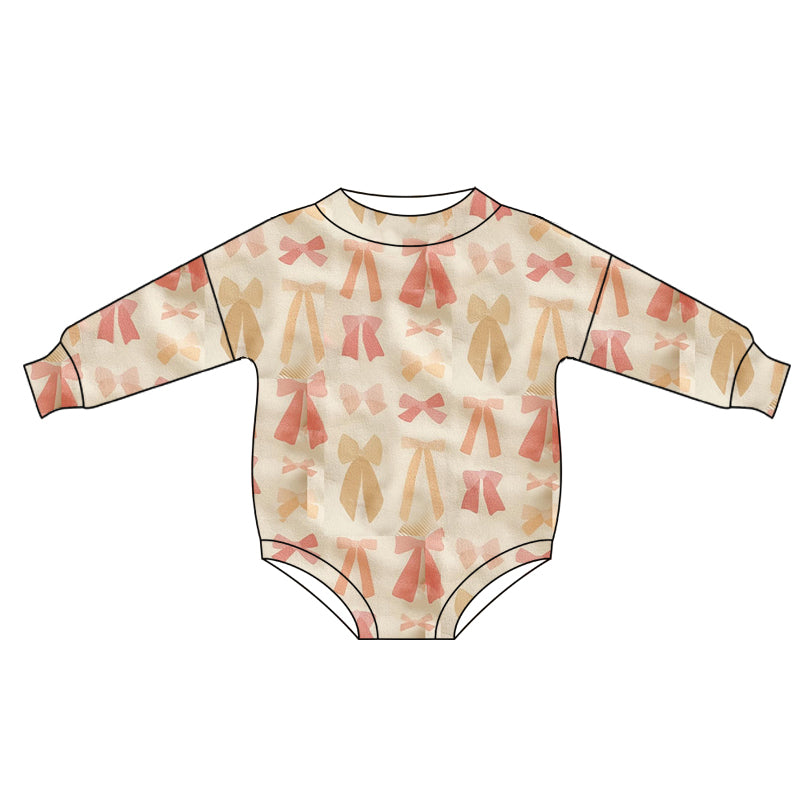 Toddle Baby Girls Pin Bow Long Sleeve Romper Preorder