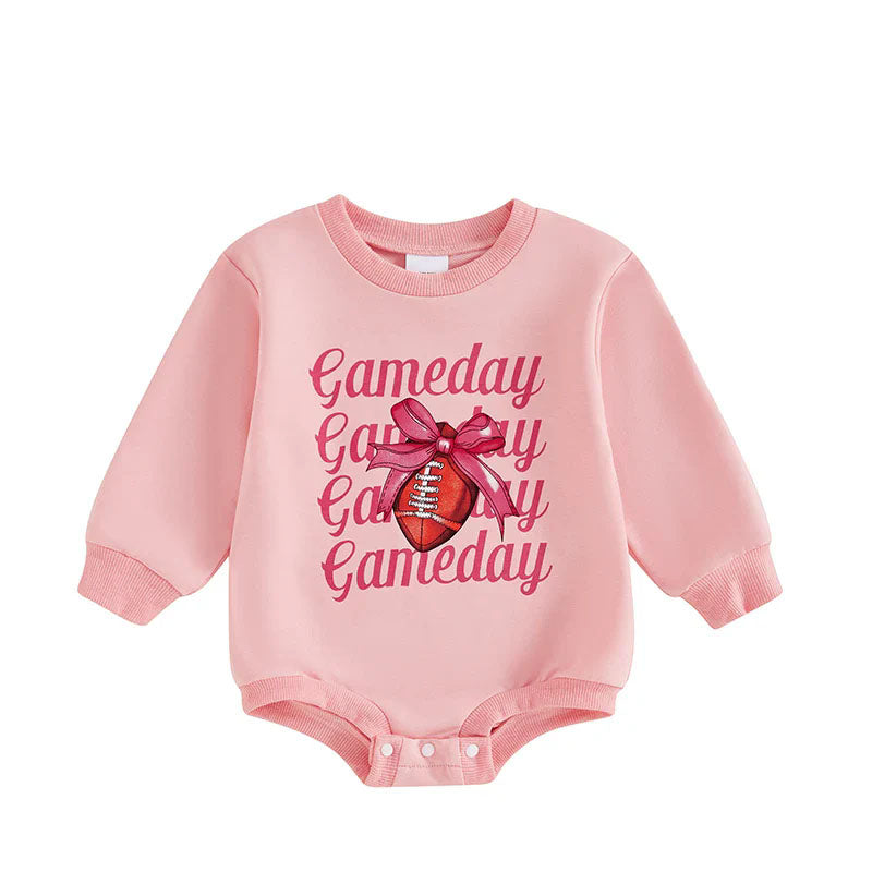 Toddle baby girls football game day pink romper preorder