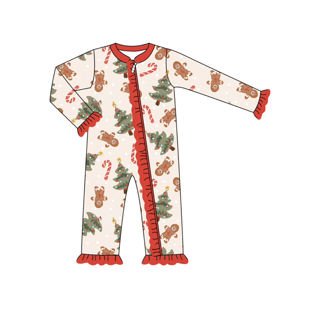 Christmas tree gingerbread candy cane zip romper preorder
