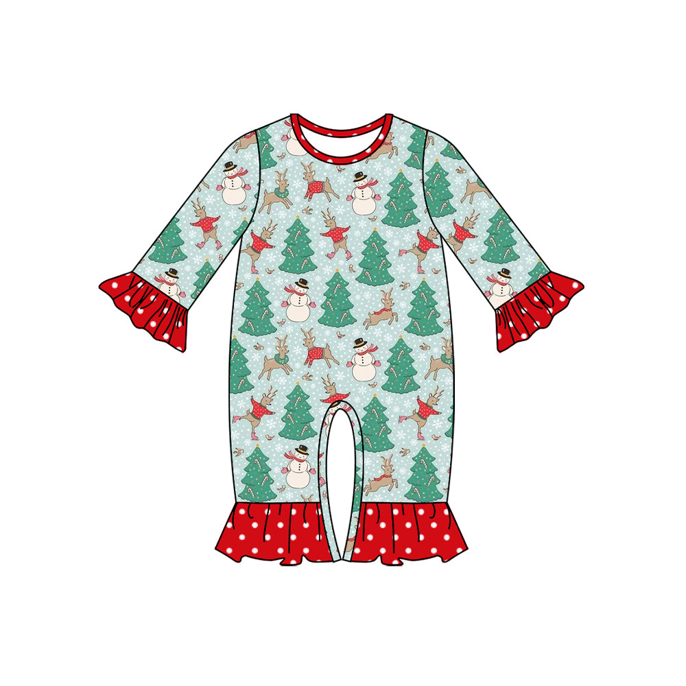 Christmas tree snowman reindeer long sleeve romper preorder