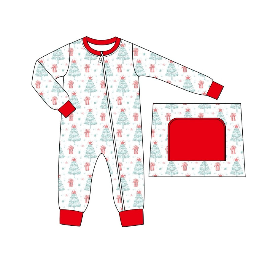 toddle baby boy Christmas tree gift box zip romper preorder