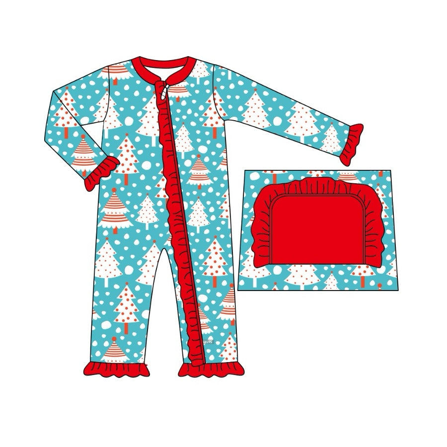 toddle baby girls Chritmas tree fall winter zip romper preorder