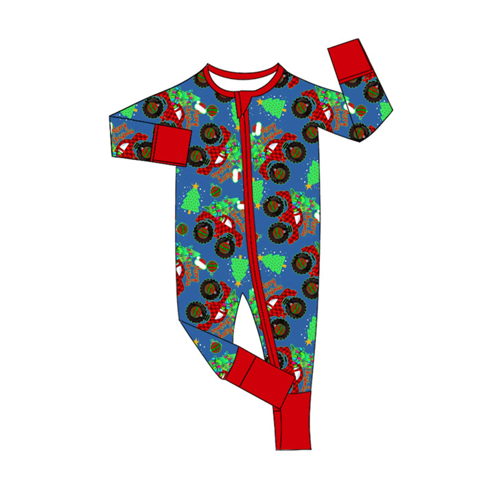 Christmas tree truck long sleeve romper preorder