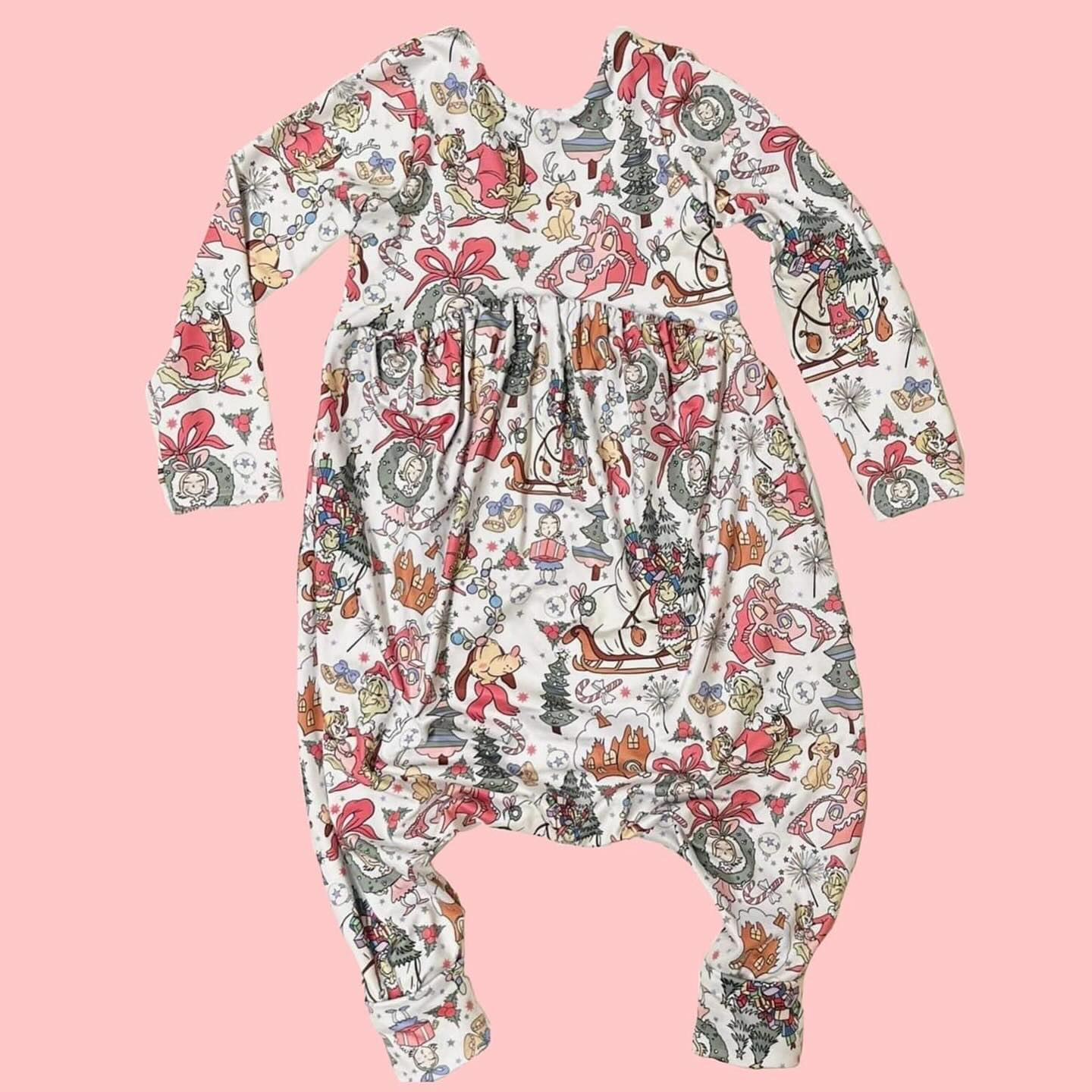 Christmas design long sleeve romper preorder