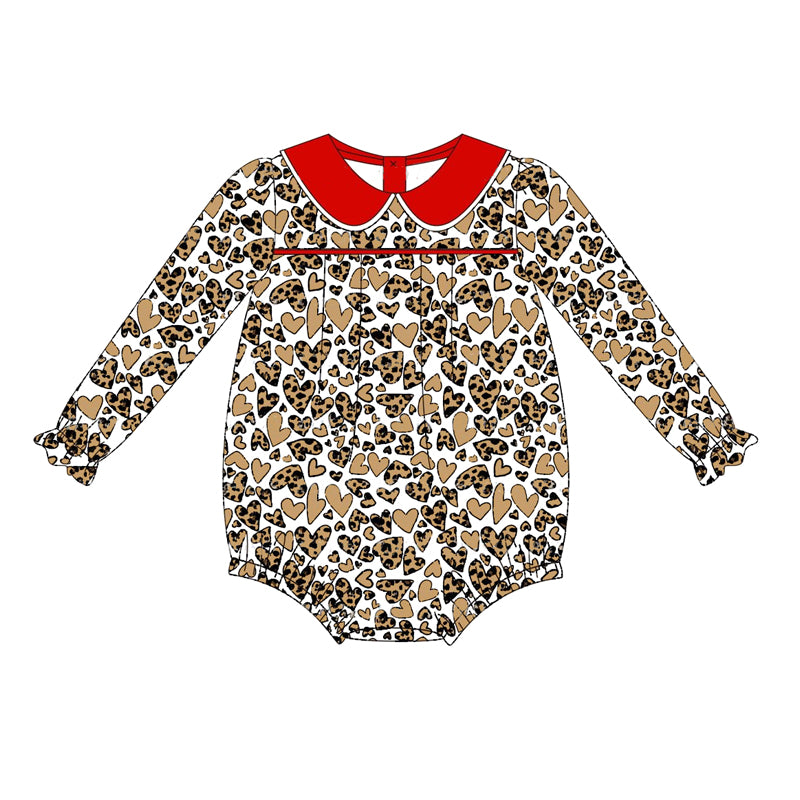 toddle girls cheetah heart long sleeve romper preorder