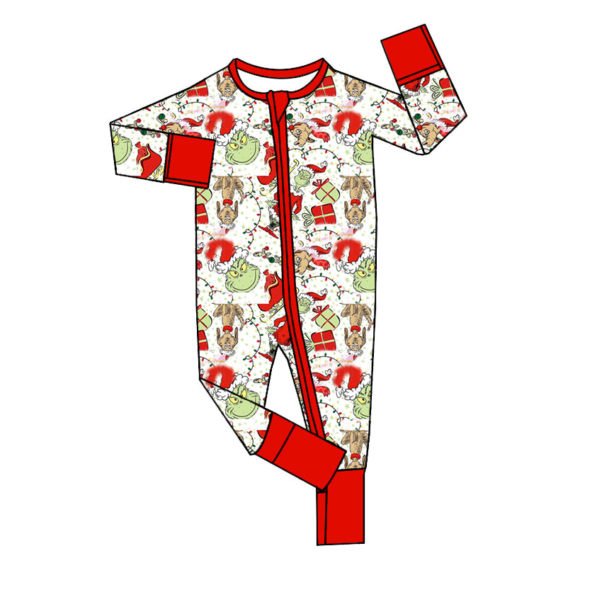 Christmas green face light long sleeve winter romper preorder