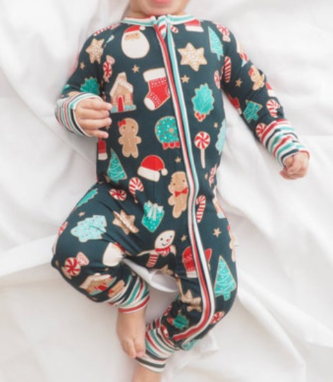 Christmas gingerbread candy cane zip romper preorder