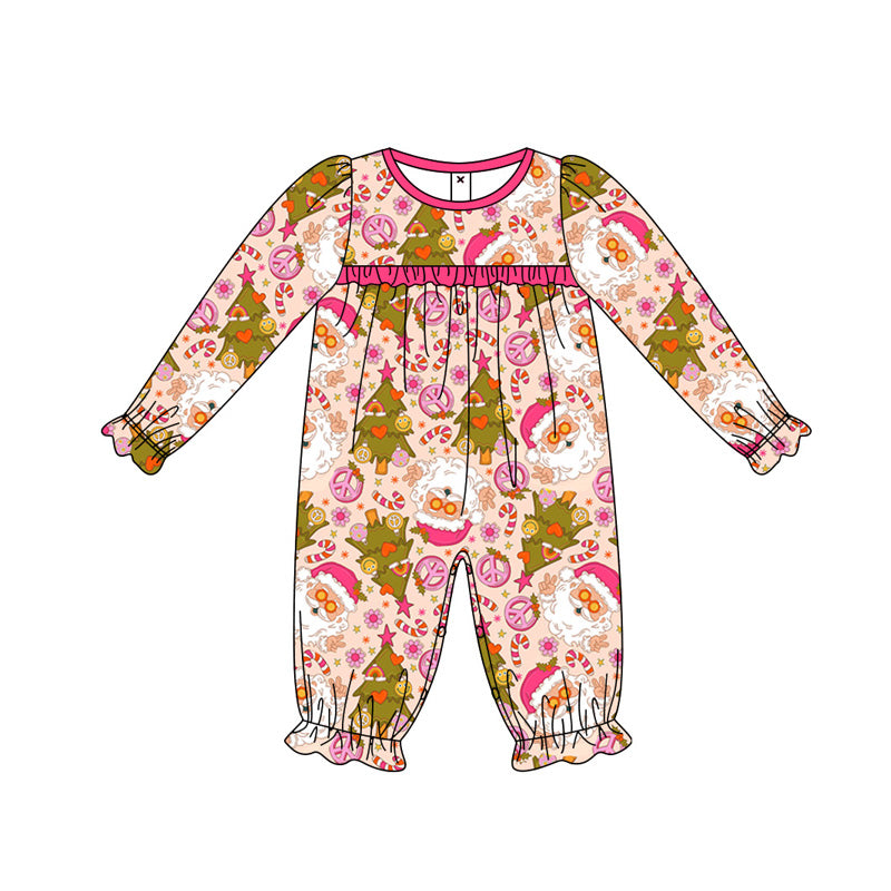 Baby girl Christmas Santa Claus candy cane romper preorder