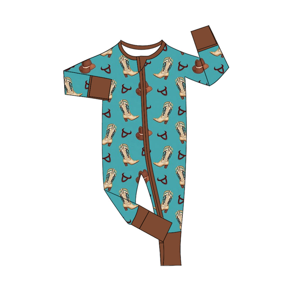 Toddle baby boy western boots long sleeve romper preorder