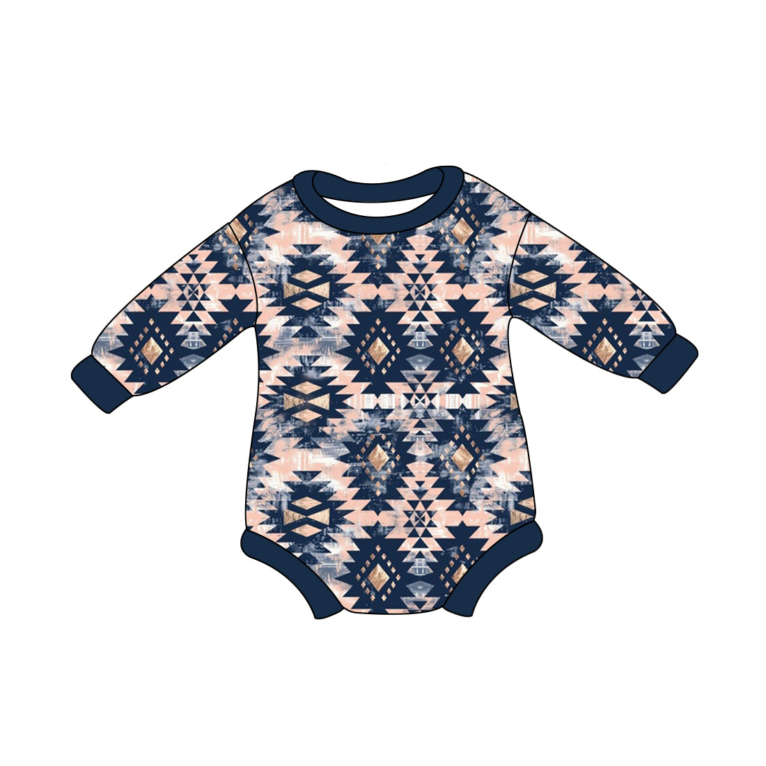 Western cowboy aztec long sleeve romper preorder