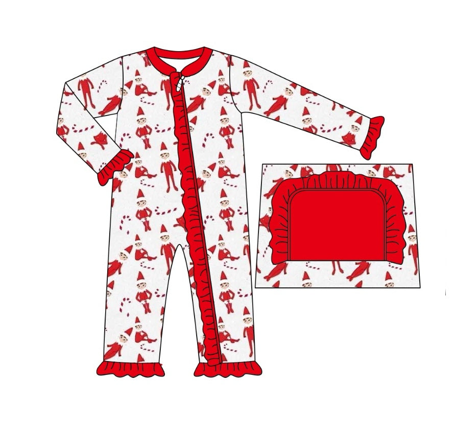 Baby girls Christmas cartoon long sleeve zip romper preorder